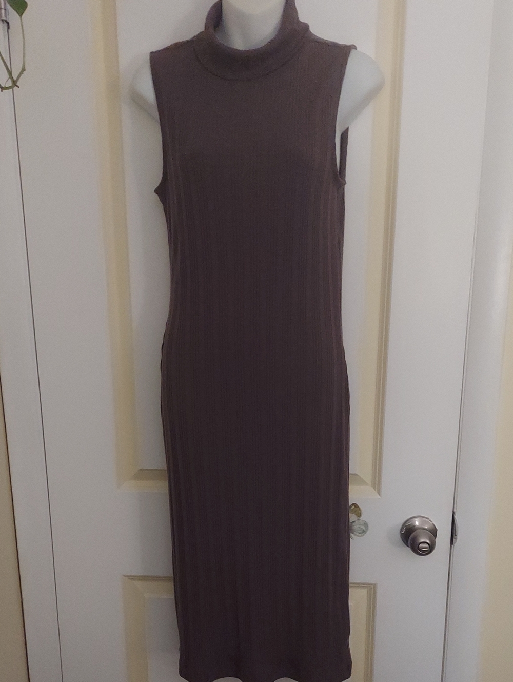 Nine West Sleeveless Turtle Neck Midi Dress in Taupe